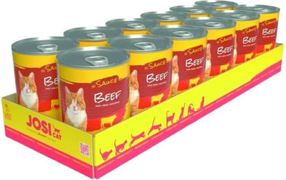 JosiCat Nassfutter für ausgewachsene Katzen Rind in Sauce 12 x 415g Ohne Soja Milchprodukte künstliche Farbstoffe und Konservierungsmittel – Bild 1 von 1