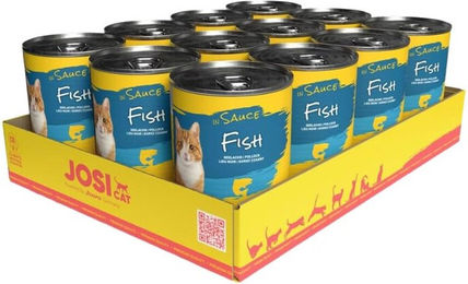 JosiCat Nassfutter für ausgewachsene Katzen Seelachs Stückchen in Sauce 12 x 415 g ohne künstliche Farbstoffe Aromen oder Konservierungsmittel – Bild 1 von 1