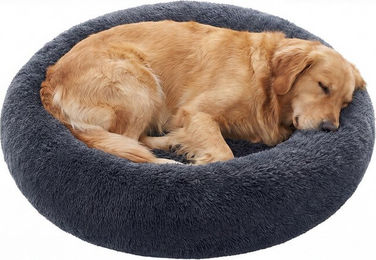 JOYFURNOS Hundebett aus Plüsch für große Rassen in Grau – Bild 1 von 1