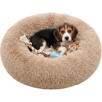 Produktbild von JOYFURNOS Hundebett Donut-Sofa aus Plüsch mit herausnehmbarem Kissen Durchmesser 70 cm Camel