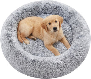 JOYFURNOS Hundebett im Donut-Design aus Fleece mit herausnehmbarem Zentrum Grau 90 cm Durchmesser – Bild 1 von 1