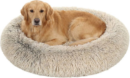 JOYFURNOS Hundebett und Katzenbett aus Plüsch in Beige mit 90 cm Durchmesser – Bild 1 von 1