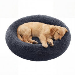 JOYFURNOS Hundekissen Plüsch Donut-Hundebett für mittelgroße und große Hunde Grau 100 cm Durchmesser – Bild 1 von 1