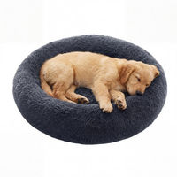 Produktbild von JOYFURNOS Hundekissen Plüsch Donut-Hundebett für mittelgroße und große Hunde Grau 100 cm Durchmesser