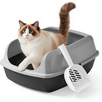 Produktbild von JOYFURNOS Katzenklo XXL mit hohen Seitenwänden und Schaufel für Katzen und Kätzchen Grau