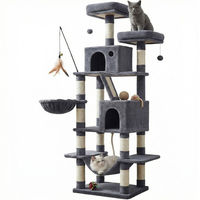 Produktbild von JOYFURNOS Kratzbaum Katzenturm Rauchgrau 168 cm mit Katzenwohnung und Hängematte
