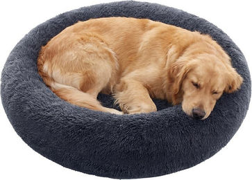 JOYFURNOS Ochama Hundebett und Katzenbett Donut-Kissen aus Plüsch Dunkelgrau 90 cm Durchmesser – Bild 1 von 1