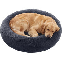 Produktbild von JOYFURNOS Ochama Hundebett und Katzenbett Donut-Kissen aus Plüsch Dunkelgrau 90 cm Durchmesser