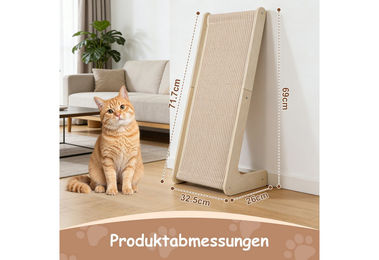 JOYOLEDER Kratzbrett für Katzen aus Massivholz und natürlichem Sisal 69cm Beige – Bild 1 von 4