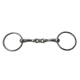 JP Korsteel Gebiss für Pferde Doppelgebrochenes French Link Loose Ring Snaffle aus Edelstahl 4 1/2 inch Silber – Bild 1 von 2