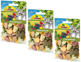 Produktbild von JR Farm Drops Gemischter Nagersnack für Hamster, Ratten, Mäuse, Kaninchen und Meerschweinchen 3x75g