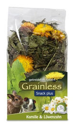 JR Farm Grainless Plus Kleintiersnack Kamille und Löwenzahn mit getrockneten Kräutern für Nager und Kaninchen 6 x 100 g - 100 g – Bild 1 von 6