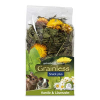 Produktbild von JR Farm Grainless Plus Kleintiersnack Kamille und Löwenzahn mit getrockneten Kräutern für Nager und Kaninchen 6 x 100 g - 100 g