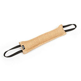 Produktbild von Julius-K9 Beisswurst Dummy aus Jute in Natur Beige mit 2 Handschlaufen 45 cm x 7 cm