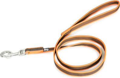 Produktbild von Julius-K9 Color & Gray Super-Grip Hundeleine mit Handschlaufe aus wasserabweisendem Gurtband Orange Grau 120 cm