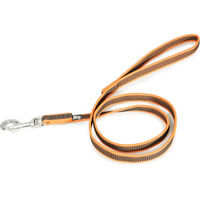 Produktbild von Julius-K9 Color & Gray Super-Grip Hundeleine mit Handschlaufe aus wasserabweisendem Gurtband Orange Grau 120 cm