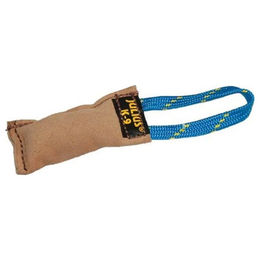 Produktbild von Julius-K9 Dummy Beisswurst aus Leder mit Handschlaufe Braun 10 x 2,5 cm