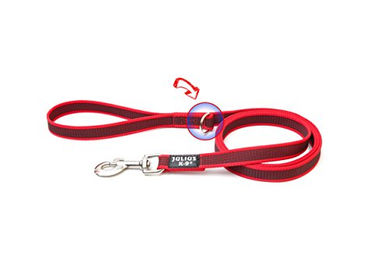 Julius-K9 Gummi Führleine Rot-Grau 20 mm x 1,8 m mit Schlaufe und D-Ring - 1,8 m – Bild 1 von 8