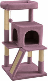 Produktbild von Jumeon Kratzbaum für Katzen aus Plüsch in Grau Rosa oder Lila mit 98 cm Höhe