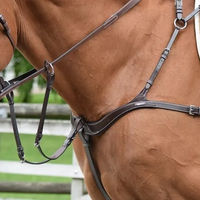 Produktbild von Jump'In Fünfpunkt-Martingale-Halsband aus Leder für Pferde in Braun oder Schwarz