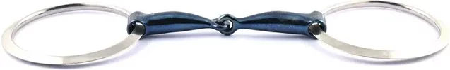 Jump'In Gebiss Blue Steel mit doppelten Bruchstücken und großen flachen Ringen für Pferde aus Metall – Bild 1 von 1