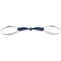 Produktbild von Jump'In Gebiss Blue Steel mit doppelten Bruchstücken und großen flachen Ringen für Pferde aus Metall
