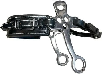 Jump'In Hackamore für Pferde aus Leder in Schwarz mit kurzen flachen Ästen – Bild 1 von 1
