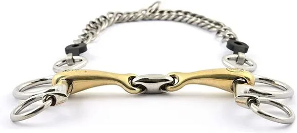 Jump'In Pelham Gebiss für Pferde mit doppelt gebrochener Verschnallung aus Metall – Bild 1 von 1
