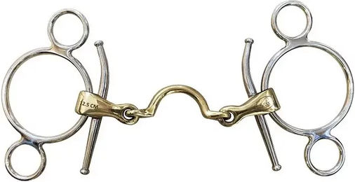 Jump'In Pessoa Doppelt gebrochener Zügel mit Zungenfreiheit für Pferde aus Metall – Bild 1 von 1
