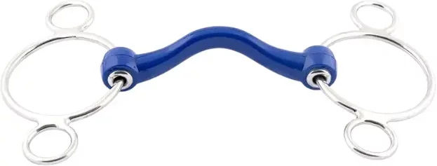 Jump'In Pessoa Softmouth Gebiss für Pferde mit 2 Ringen in Blau aus Kunstharz – Bild 1 von 1