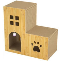 Produktbild von Jumpeak Katzen Kratzbrett Multifunktionale Doppelstock-Villa aus Wellpappe mit Glöckchen und Dielen