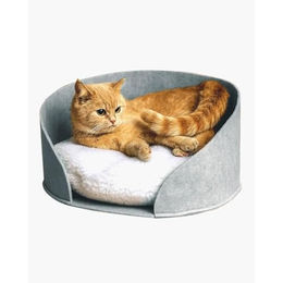 Jungengel Katzenbett und Hundebett rund aus Filz mit Plüschkissen Grau 45cm – Bild 1 von 5