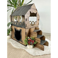 Produktbild von Jungengel Katzenliege XL Katzenhaus aus Holz 2-stöckig 68x42x35 cm
