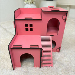 Jungengel Kleintierhaus aus Holz für Hamster und Mäuse, Rosa, 23x21,5x21 cm – Bild 1 von 4