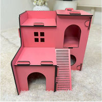 Produktbild von Jungengel Kleintierhaus aus Holz für Hamster und Mäuse, Rosa, 23x21,5x21 cm