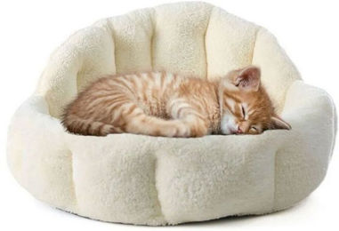 Jungengel Kuschelbett für Katzen und Hunde, Beige, 50 cm Ø, Waschbar und Rutschfest – Bild 1 von 2