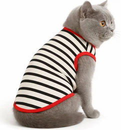 Jungengel Tieroverall T-Shirt für Katze und Hund gestreift aus Baumwolle Größe S – Bild 1 von 4