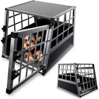 Produktbild von Juskys Aluminium Hundetransportbox M für Welpen und kleine Hunde mit verschließbarer Gittertür