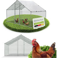 Produktbild von Juskys Freilaufgehege aus Metall für Hühner Kaninchen und Gänse 3x2x2m Silber