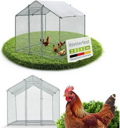 Juskys Freilaufgehege aus Metall für Hühner, Kaninchen und Gänse mit 4 m² Lauffläche und Tür mit Riegel – Bild 1 von 13