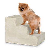 Produktbild von Juskys Haustiertreppe Timmy mit 3 Stufen aus Plüsch in Beige für Hunde und Katzen