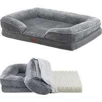 Produktbild von Juskys Hundebett Sheena L Grau Orthopädisch aus Plüsch 98 x 70 cm