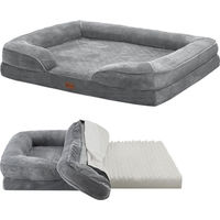 Produktbild von Juskys Hundebett Sheena XL Grau Orthopädisch aus Plüsch 105 x 82 cm für große Hunde