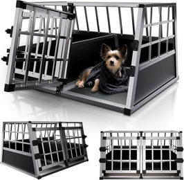 Juskys Hundetransportbox L aus Aluminium Silber für Hunde – Bild 1 von 10