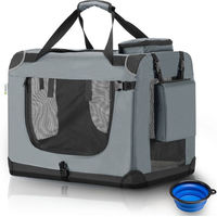 Produktbild von Juskys Hundetransportbox Lassie L Grau Faltbare Hundetasche aus Stoff mit Decke