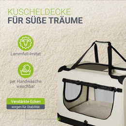 Juskys Hundetransportbox Lassie M für Welpen und kleine Hunde aus Oxford-Gewebe Beige – Bild 1 von 4