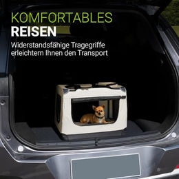 Juskys Hundetransportbox Lassie S faltbar aus Oxford-Gewebe für Hunde und Katzen Beige 34x50x36 cm – Bild 1 von 7