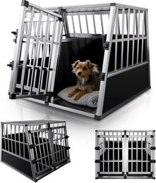Produktbild von Juskys Hundetransportbox XL aus Aluminium in Silber 96x90x71 cm