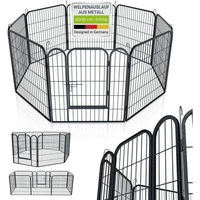 Produktbild von Juskys Welpenauslauf Plus Laufstall aus Metall für Hunde, Katzen und Kaninchen Schwarz 160x160x80 cm