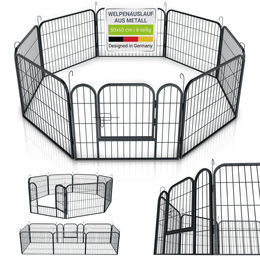 Juskys Welpenlaufstall aus Metall als Freigehege für Welpen, Hunde und Kleintiere in Schwarz (160x160x60 cm) – Bild 1 von 13